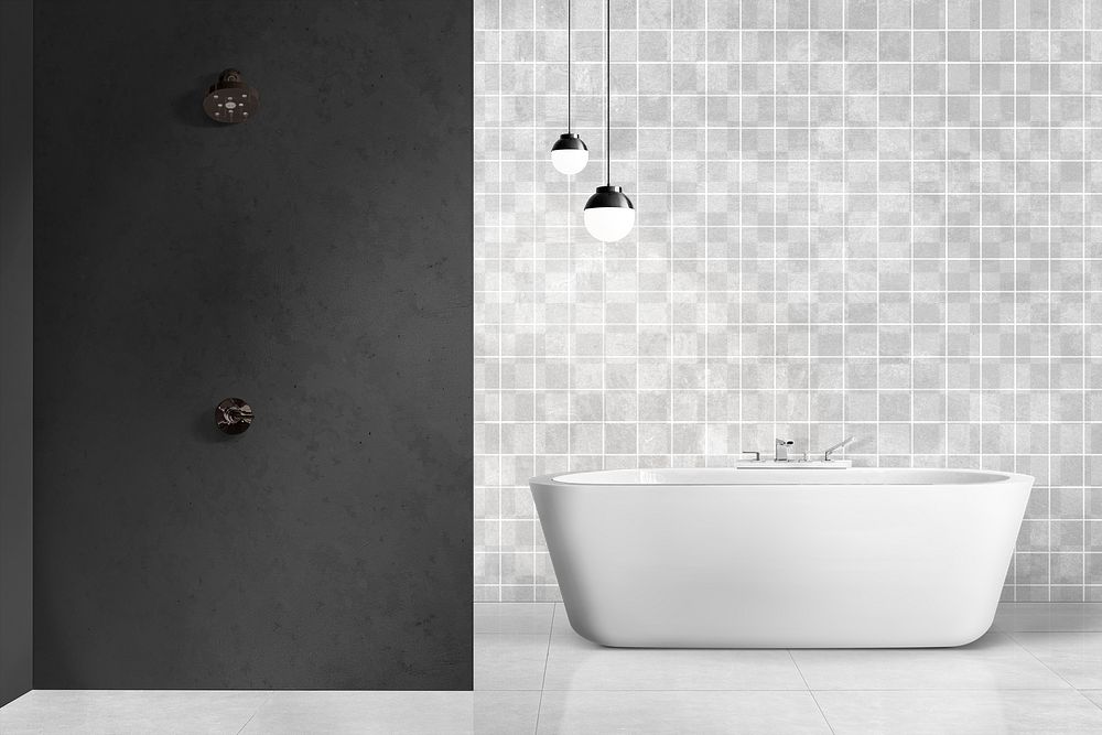 Luxury bathroom wall mockup png authentic interior design