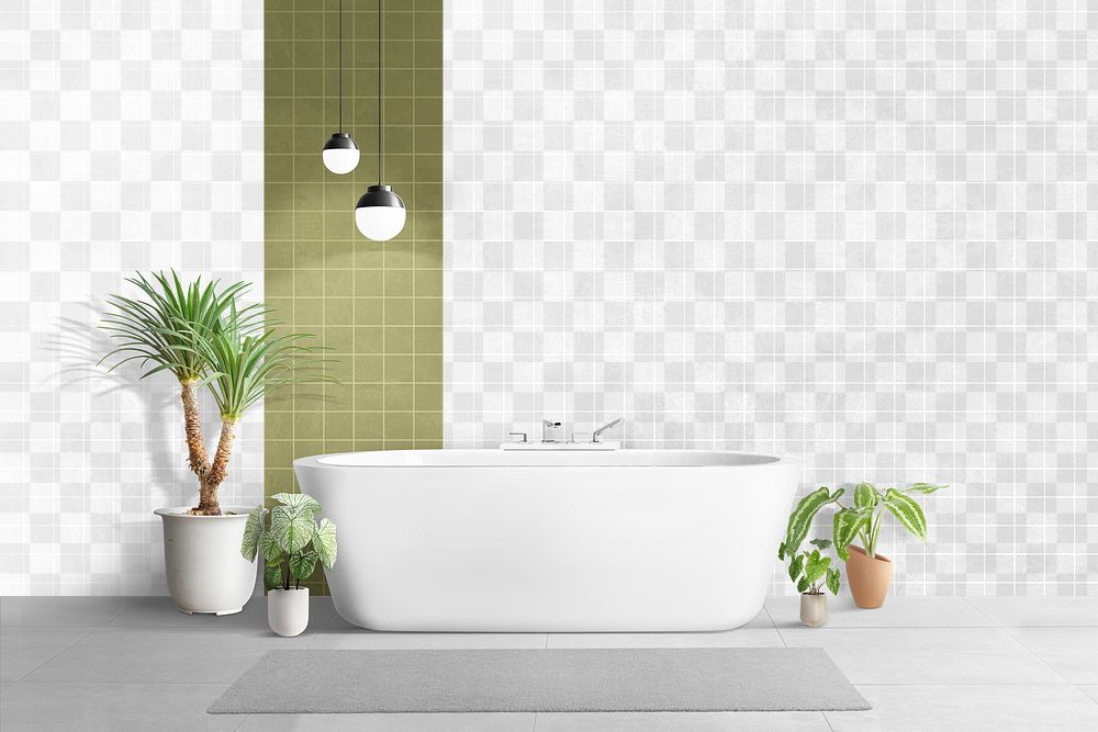 Modern bathroom wall mockup png authentic interior design