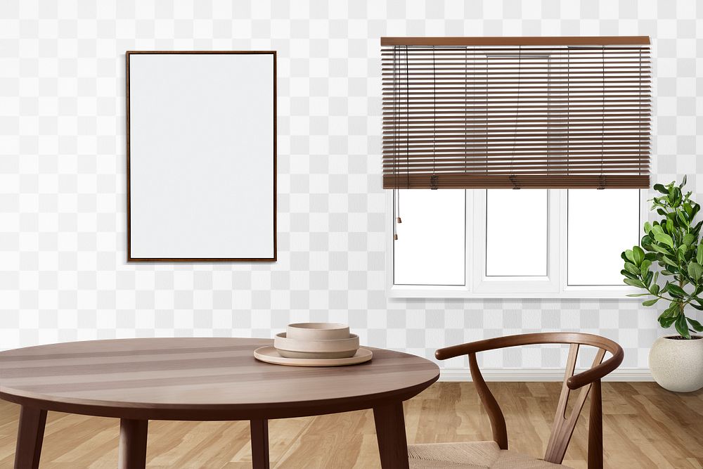 Japandi wall mockup png authentic dining room interior design