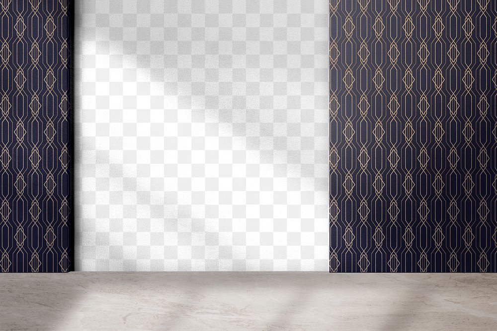 Geometric patterned wall mockup png authentic empty room interior design