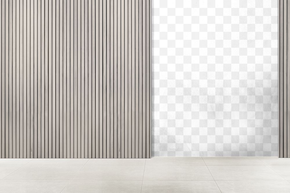 Wooden wall mockup png authentic empty room interior design