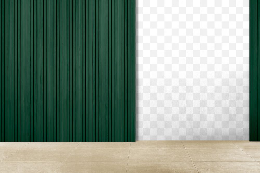 Green wall mockup png authentic empty room interior design