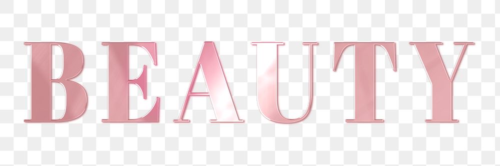 Beauty png sticker typography in rose gold font