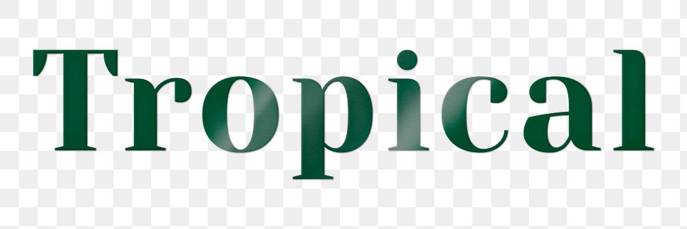 Tropical png sticker typography in green emboss font