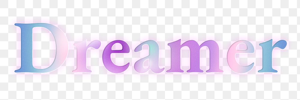 Dreamer png sticker typography in purple gradient font