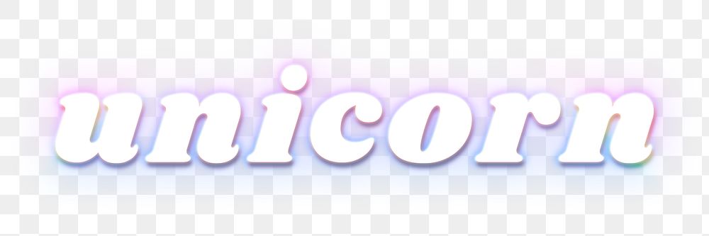 Unicorn png sticker text in glowing rainbow font