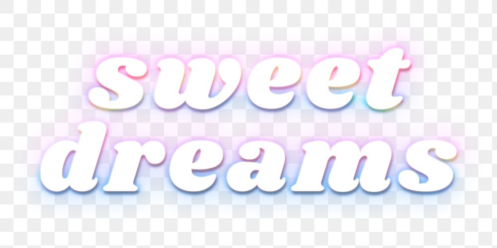 Png sweet dreams sticker typography in glowing rainbow font