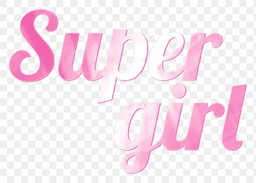Supergirl png sticker text in shiny pink font