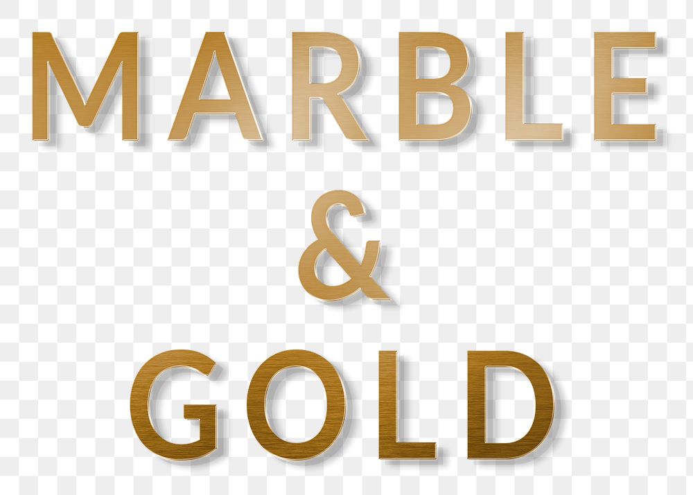 Marble png sticker text in metallic gold font