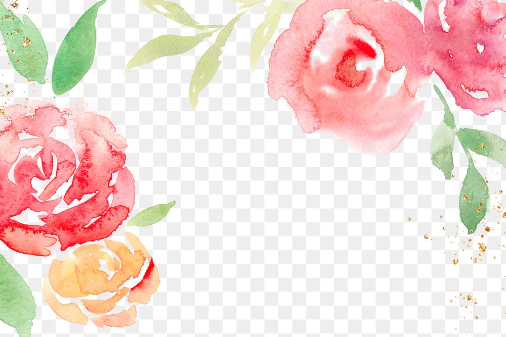 Pink png rose frame background spring watercolor illustration