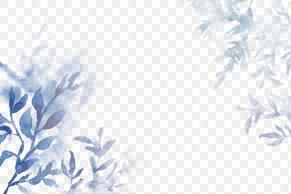 Blue png watercolor leaf background beautiful winter season