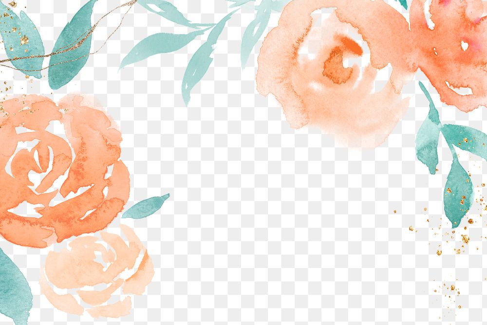 Rose png orange frame background autumn watercolor illustration