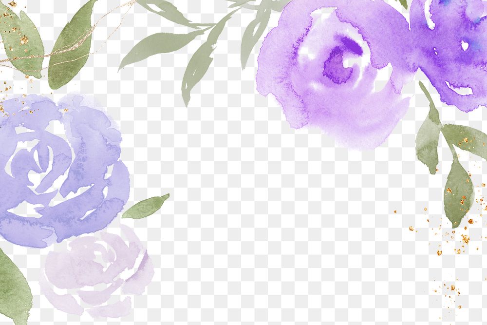Rose png purple frame background spring watercolor illustration