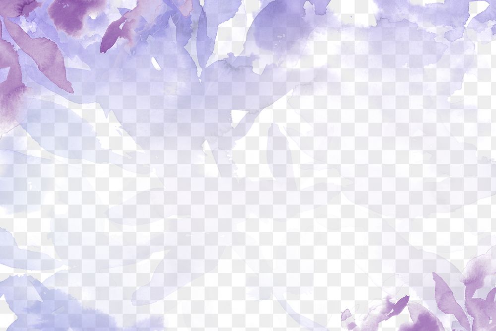 Spring png floral watercolor background in purple with leaf illustration