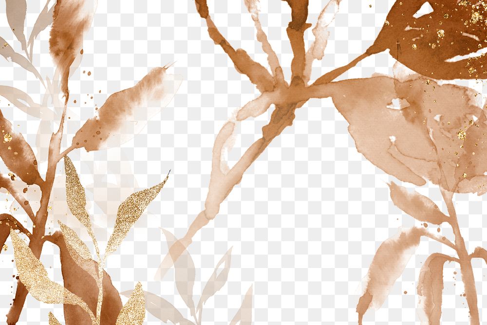 Brown png watercolor leaf background aesthetic autumn season