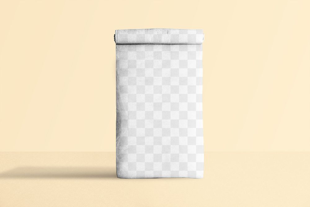 Png reusable paper bag mockup rolled up transparent