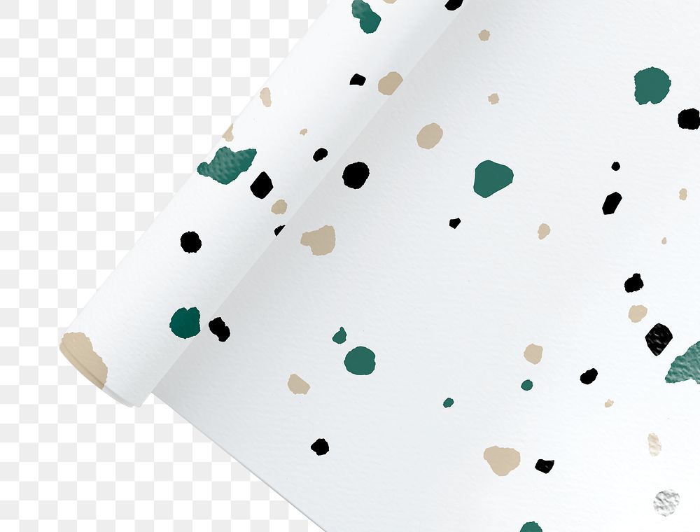 Png paper roll mockup in terrazzo pattern