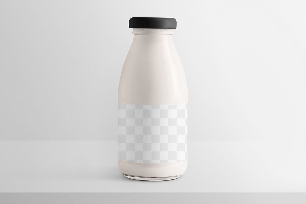 Glass bottle png mockup transparent, product packaging design