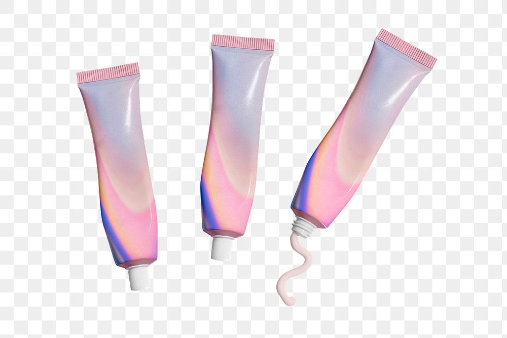 Skincare tubes png, pink design with copy space