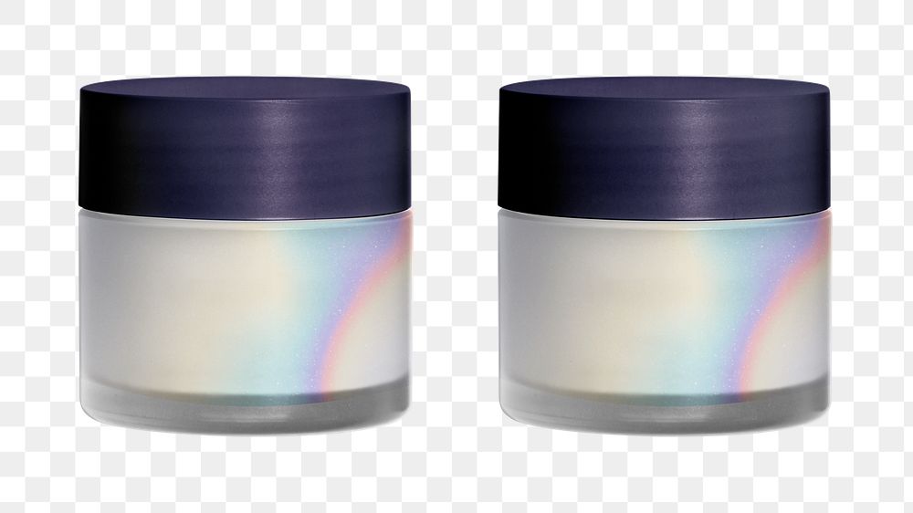 Skincare jars png, iridescent design with design space