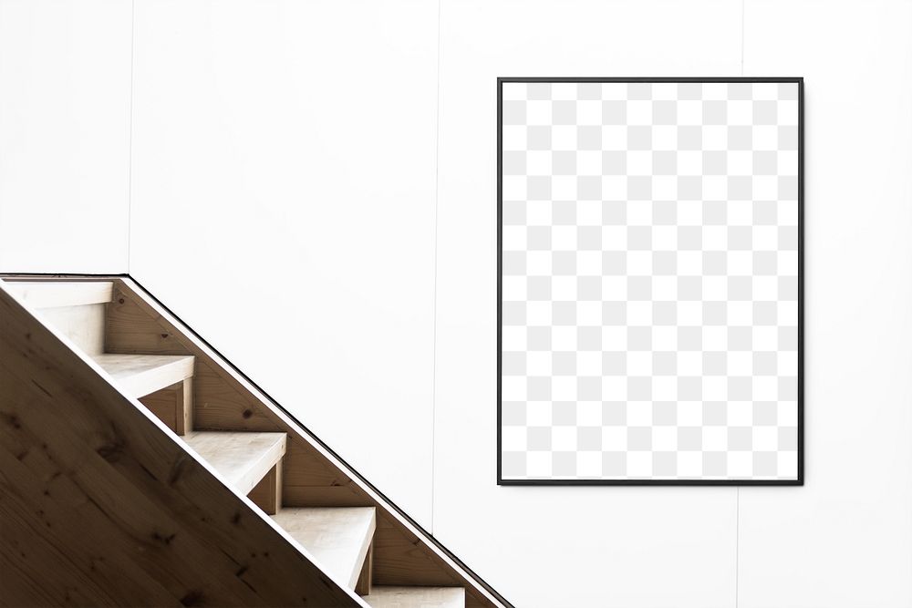 Frame png transparent mockup by the stairs minimal interior
