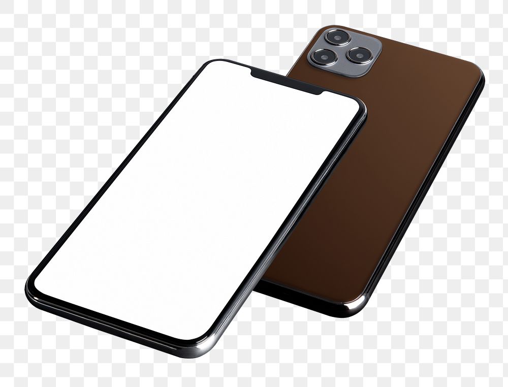 Blank phone png in brown with transparent background