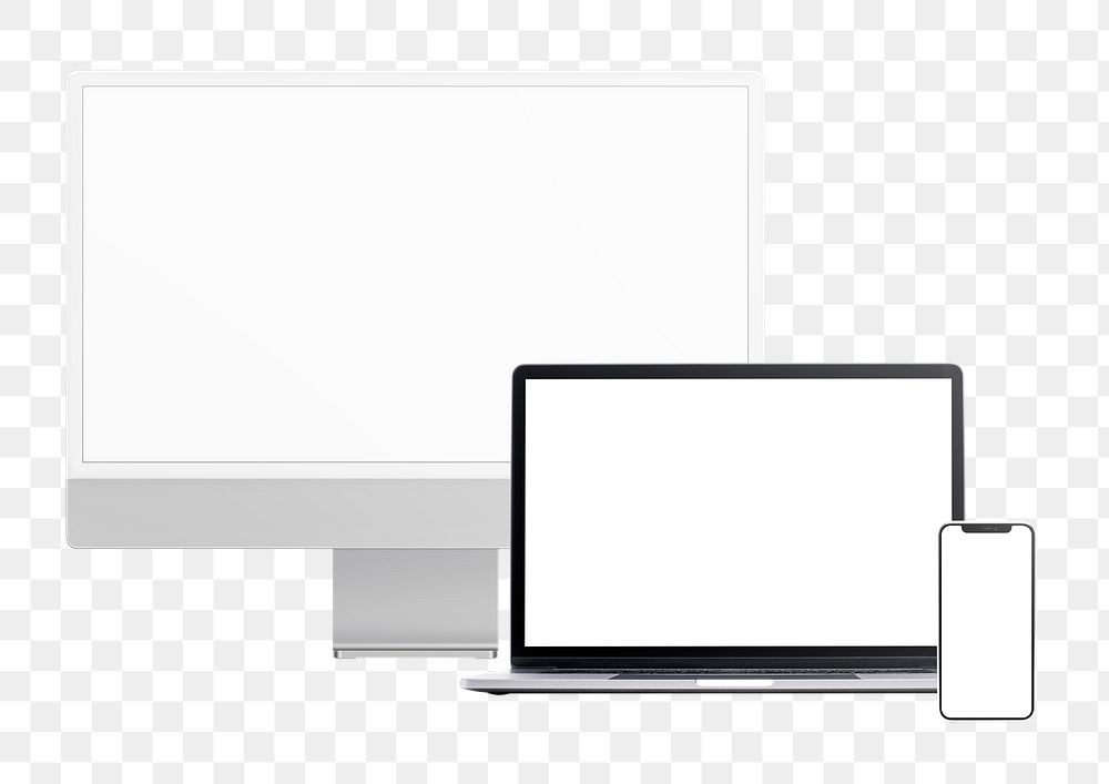 Blank phone, computer png with transparent background