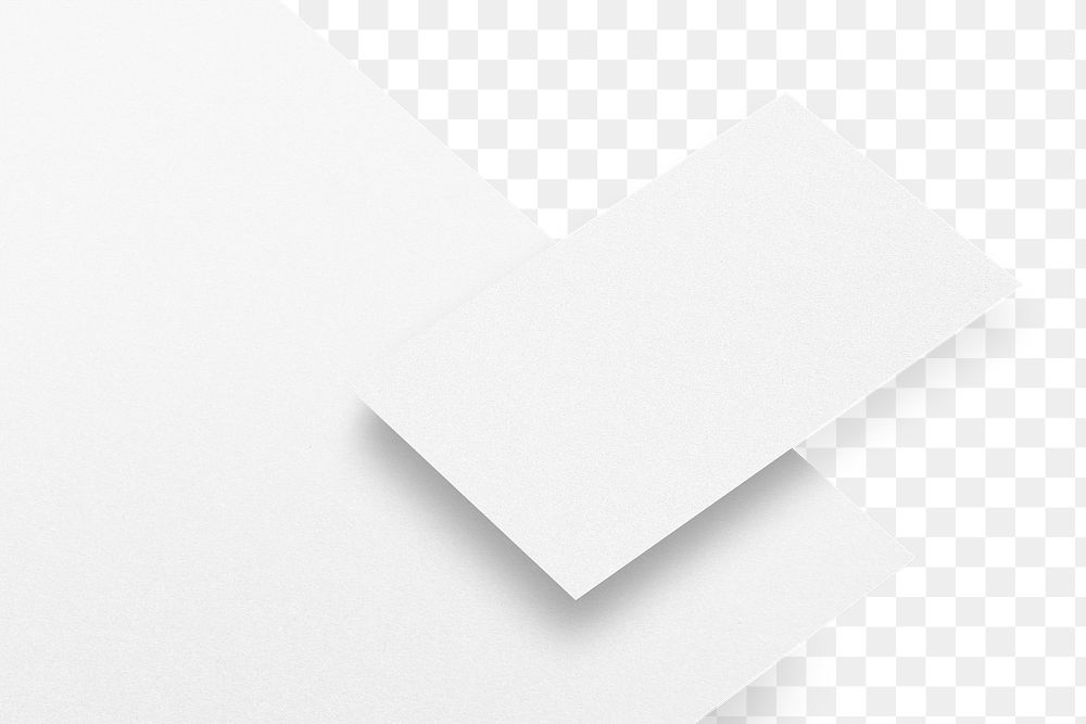 Paper stationery png mockup with business card on transparent background