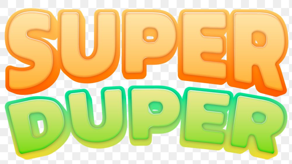 Super Duper PNG sticker, in colorful 3d comic font