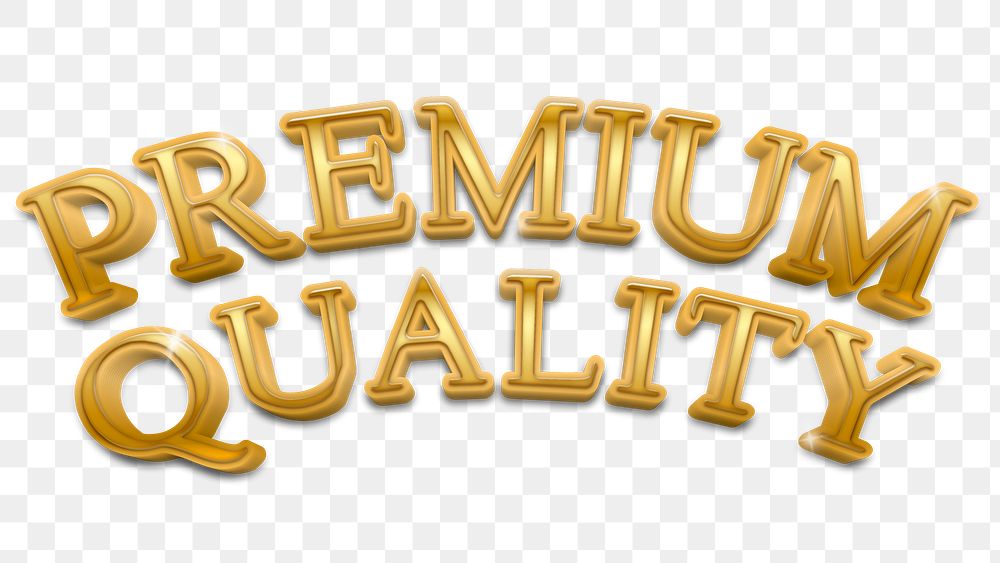 Premium quality PNG sticker, in 3D fancy gold font