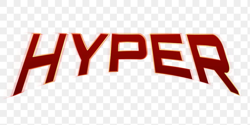 Hyper word PNG, 3d red font typography