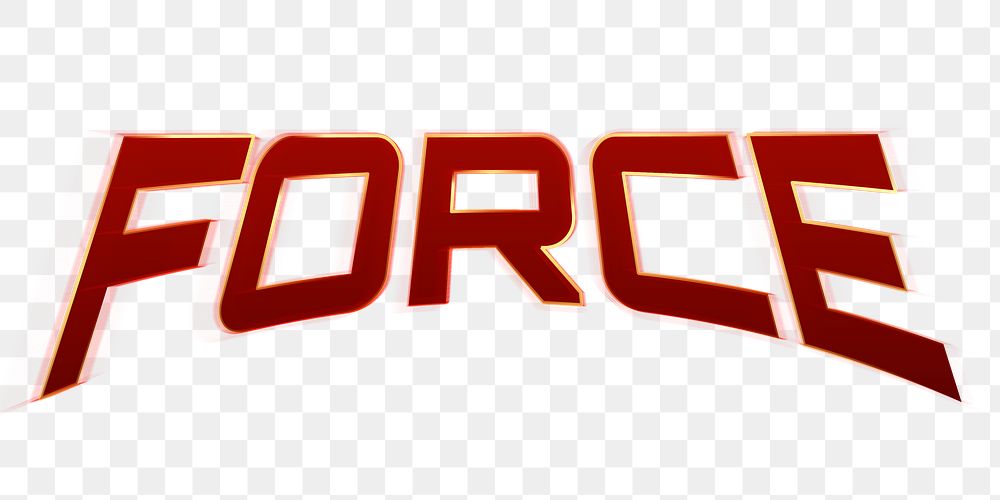 Force word PNG, 3d red font typography