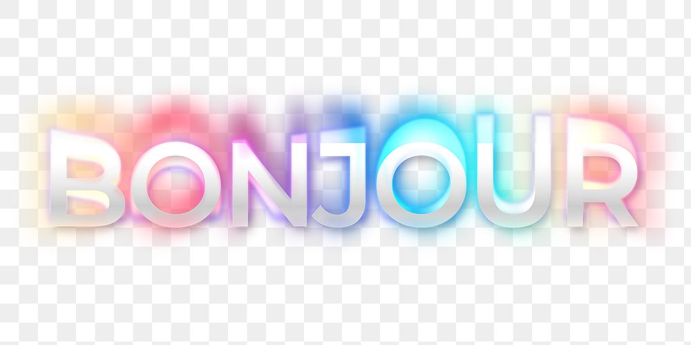 Bonjour PNG lettering, in psychedelic glitch font