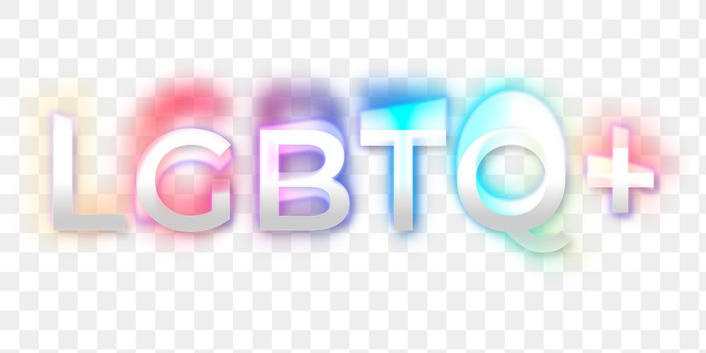 LGBTQ+ PNG lettering, in psychedelic glitch font
