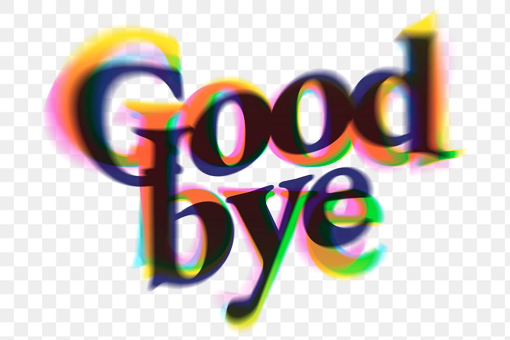 Goodbye PNG sticker, in anaglyphic typography