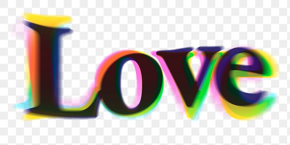 Love PNG sticker, in anaglyphic font