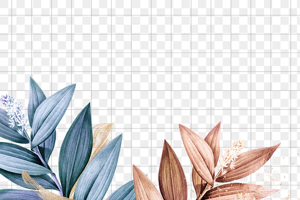 Leaf frame png, watercolor border, remixed from vintage public domain images