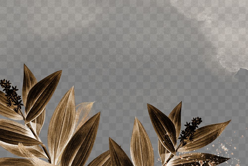 Leaf background png, aesthetic border, remixed from vintage public domain images