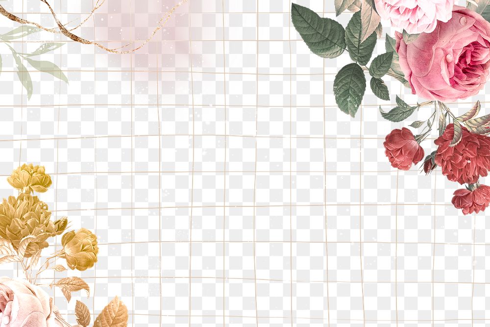 Flower frame png, wedding border, remixed from vintage public domain images