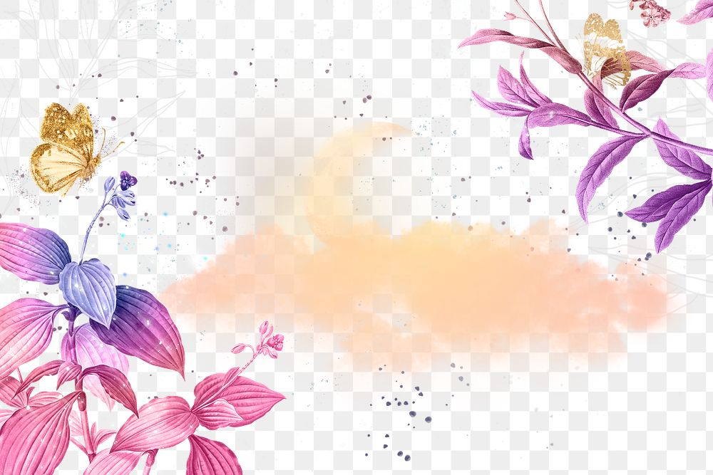 Flower frame png, pink border, remixed from vintage public domain images