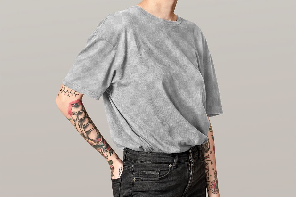 Oversized t-shirt png mockup, transparent realistic design
