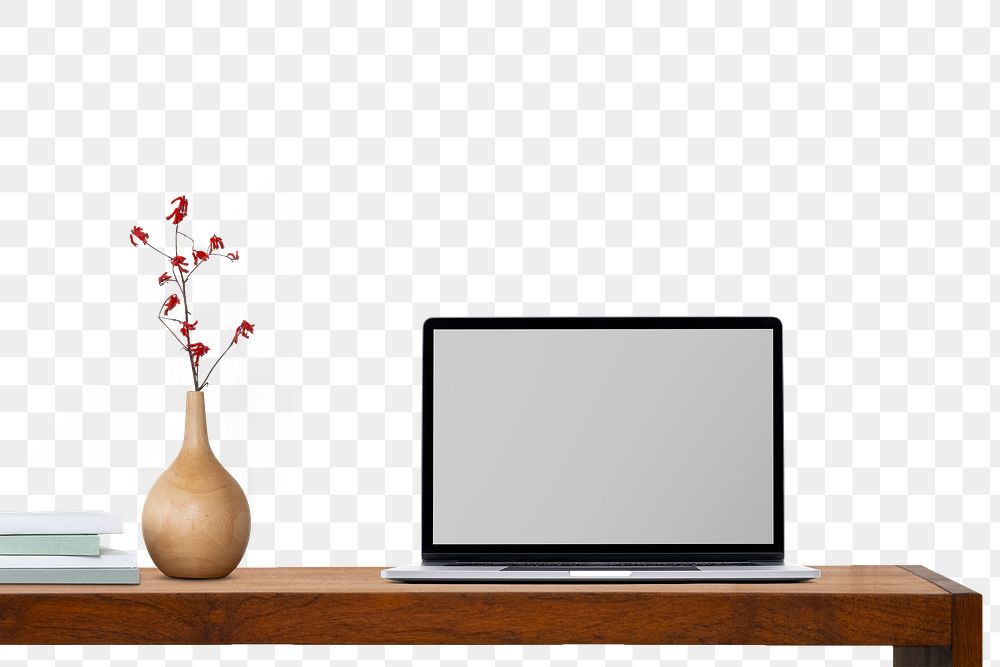 Laptop screen png, home office design space