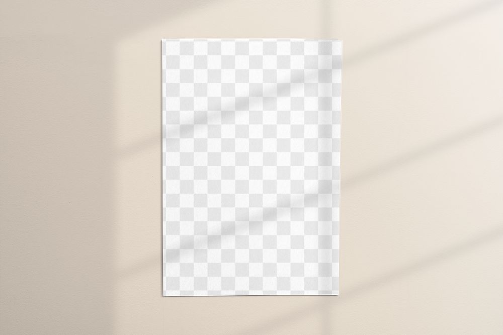 Wall poster png mockup, transparent paper