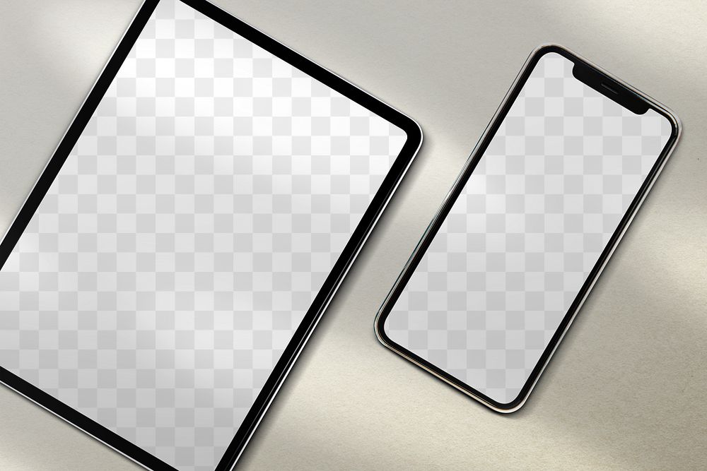 Digital device png screen mockup, blank design space set