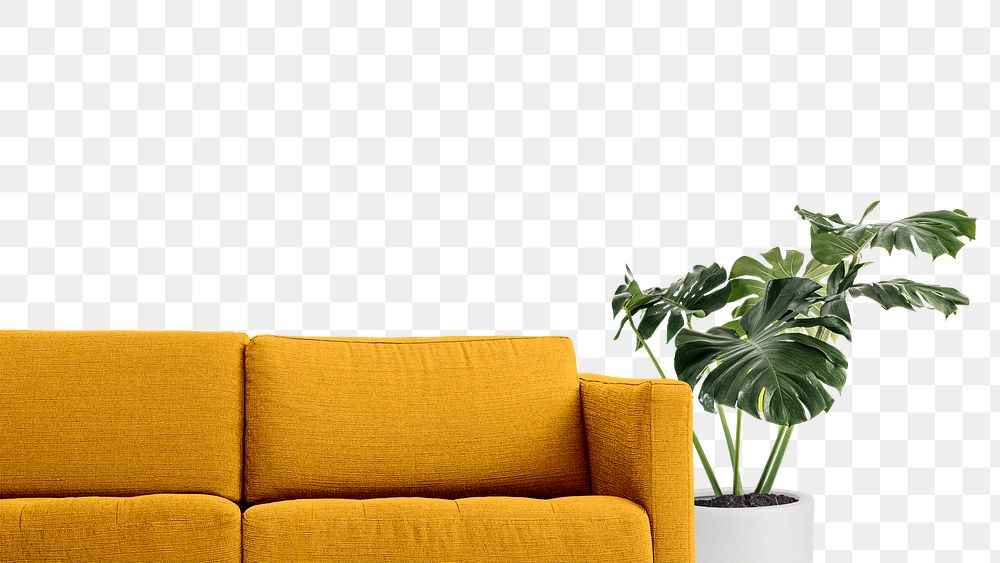 Yellow sofa png, living room furniture