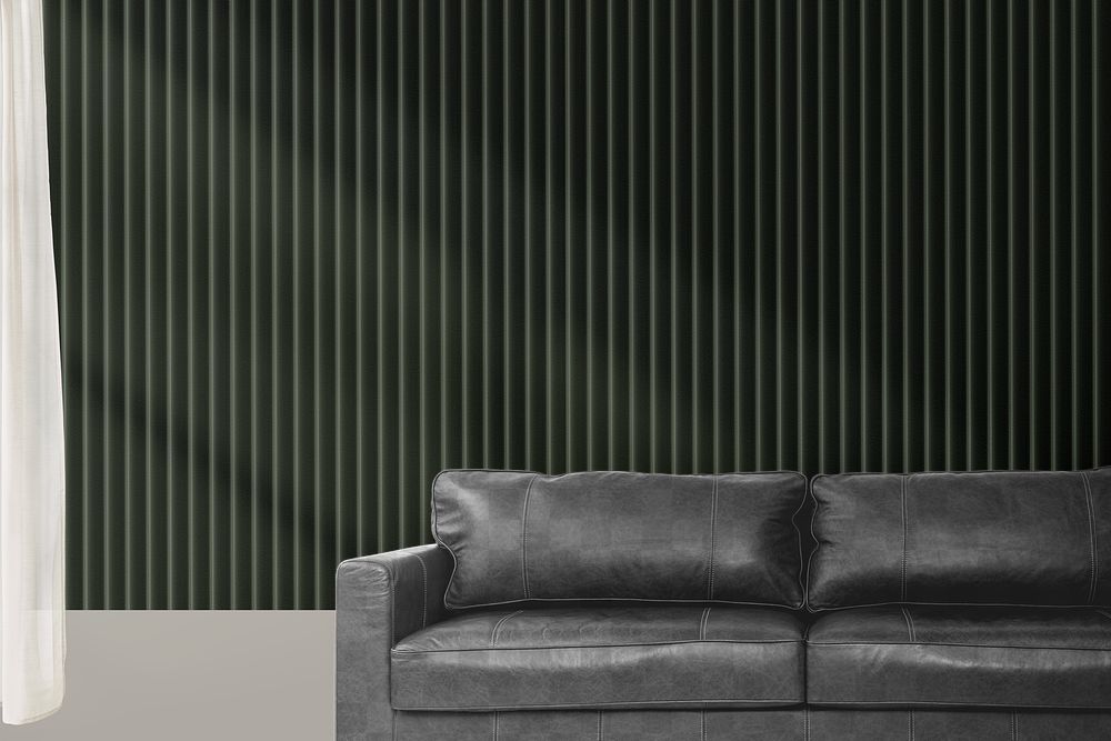 Leather sofa png mockup, transparent living room furniture