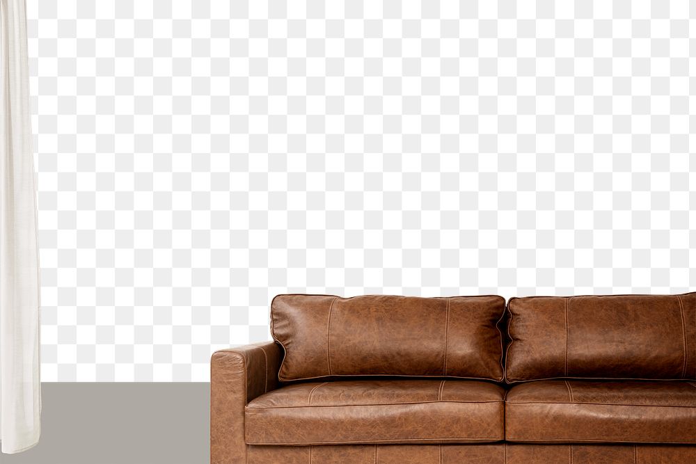 Leather sofa png, living room furniture