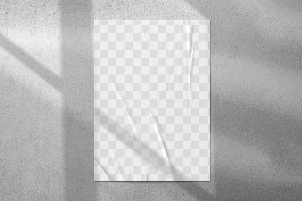 Wall poster png mockup, transparent paper