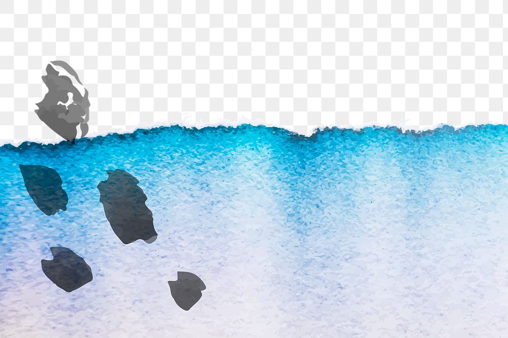 Blue border png, watercolor on transparent background