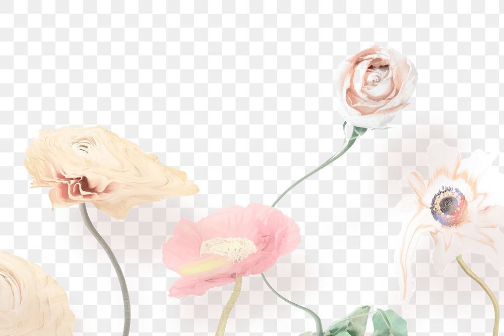 Flower border png, abstract transparent background